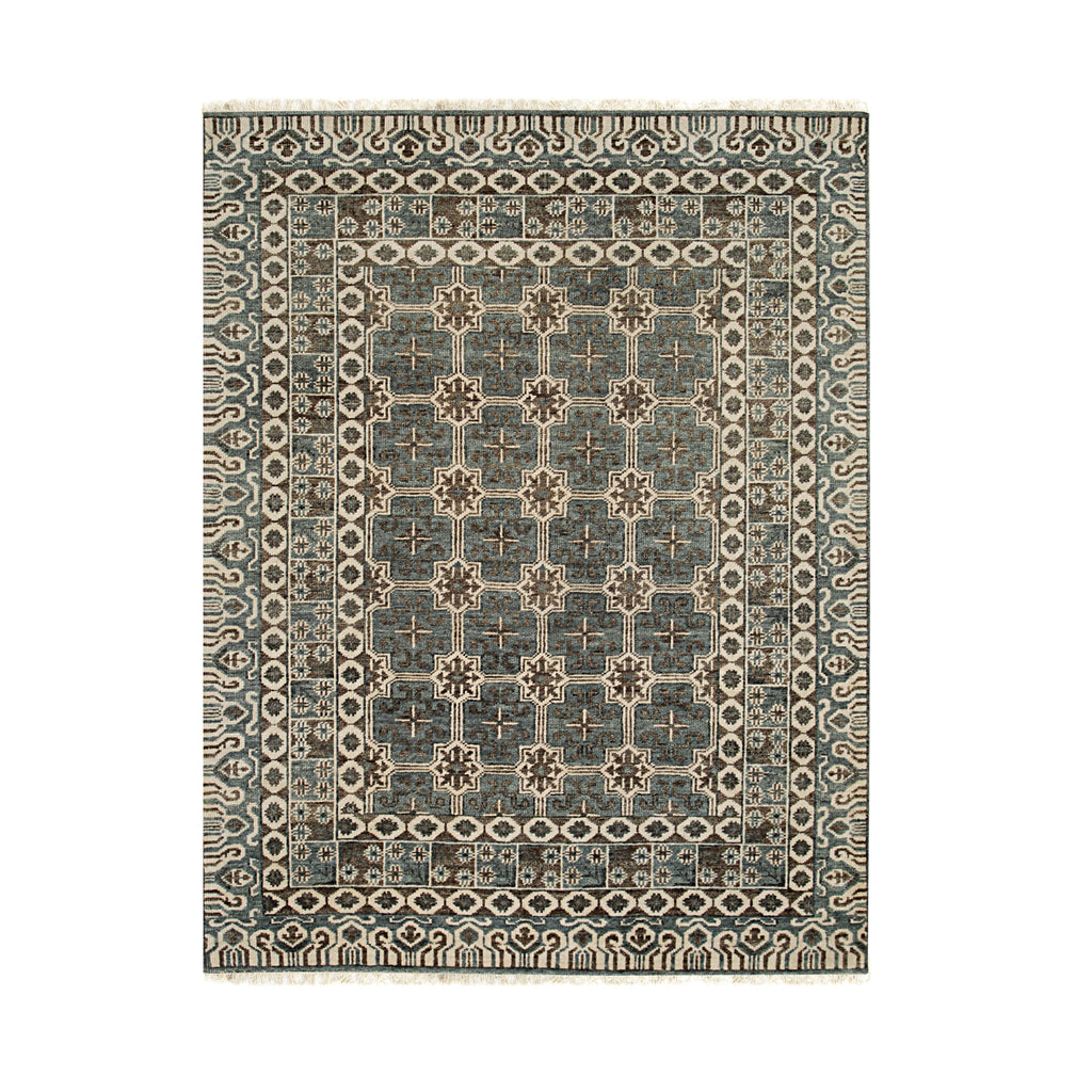 EORC Gray Hand Knotted Wool Knot Rug