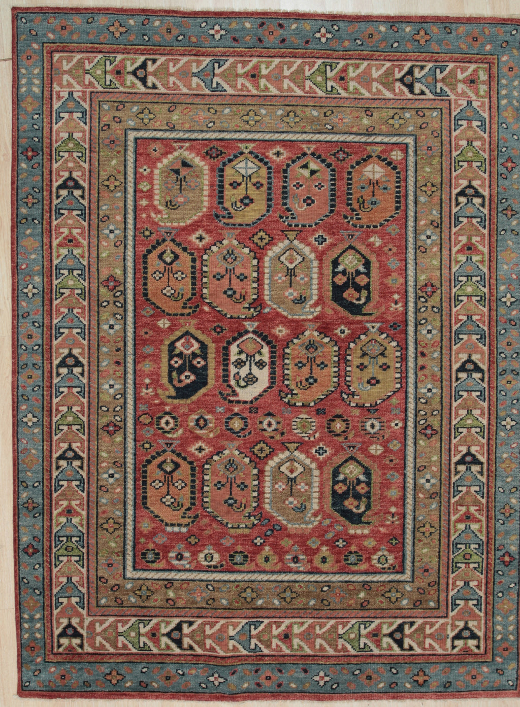 EORC Red Hand Knotted Wool Knot Rug