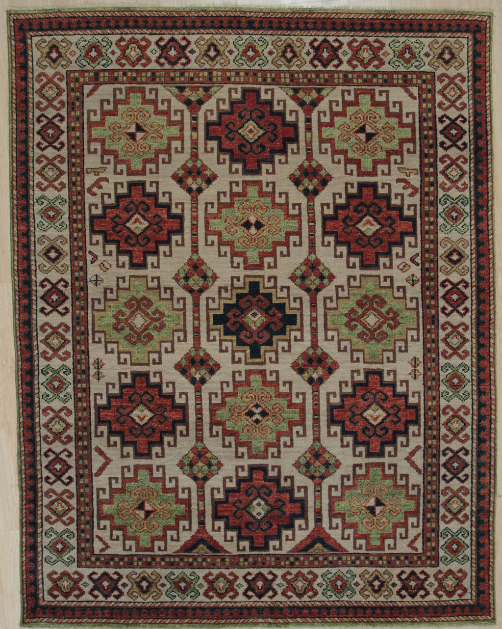 EORC Beige Hand Knotted Wool Knot Rug