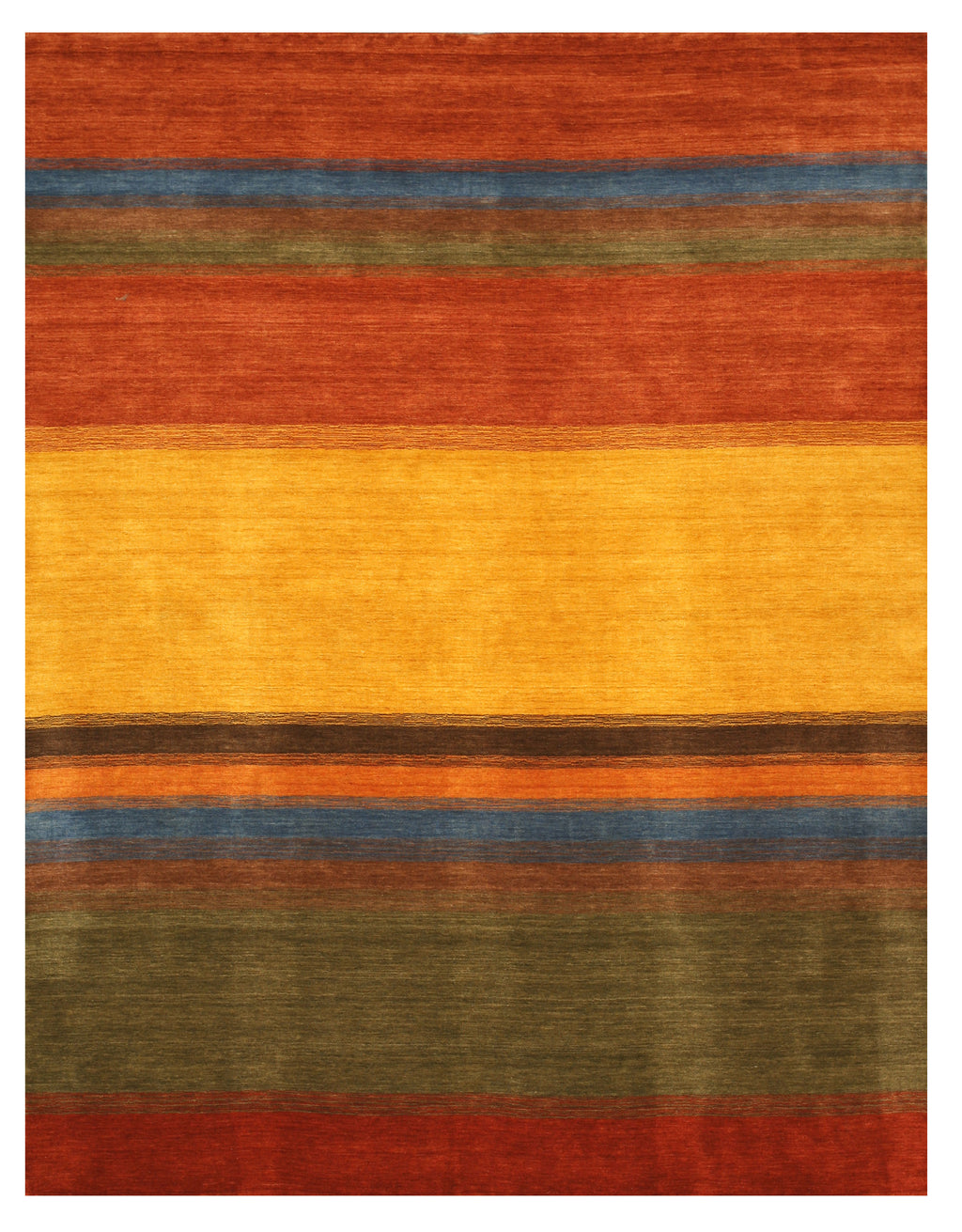 EORC Handmade Wool Multicolored Contemporary Stripe Gabbeh Rug