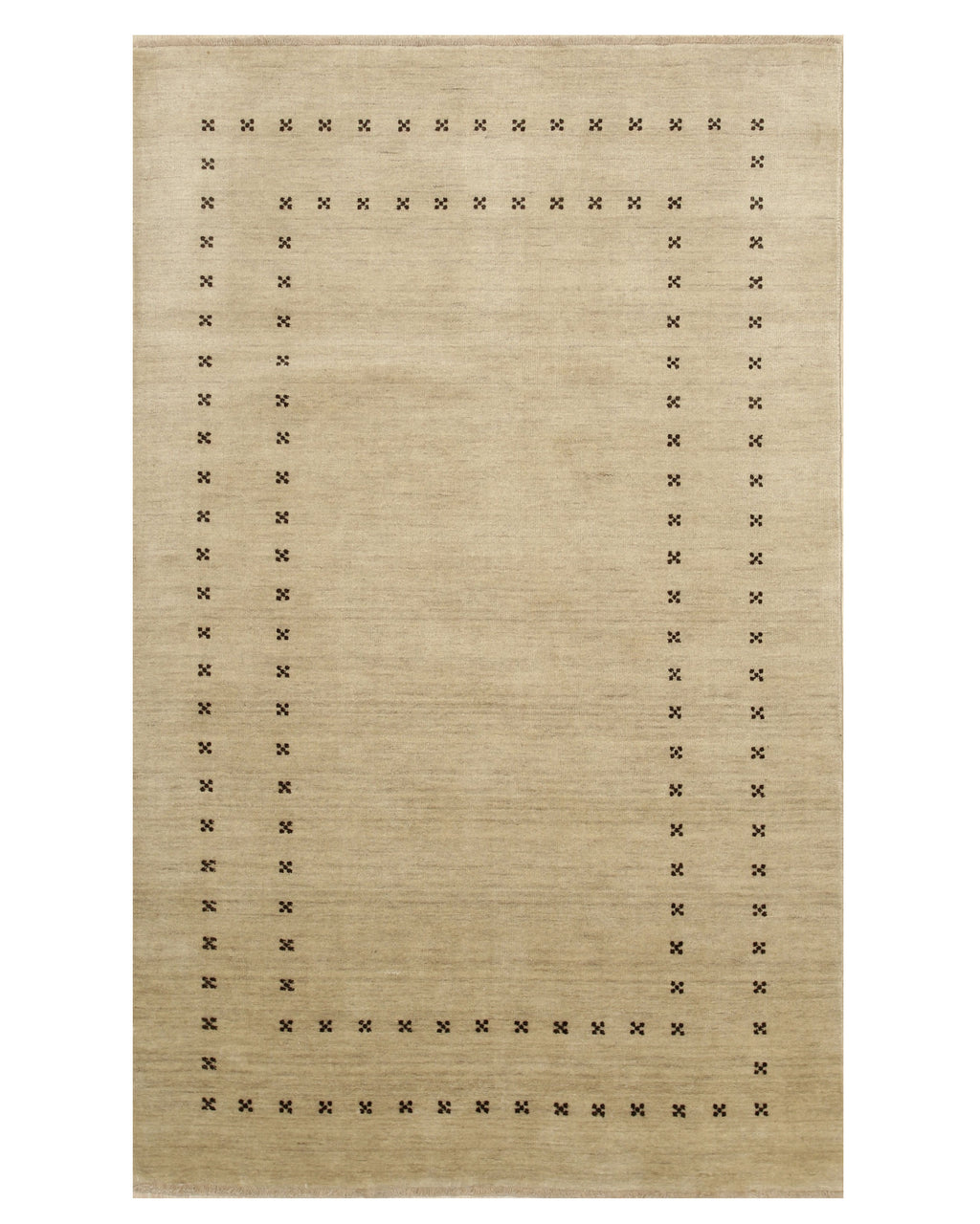 EORC Beige Handmade Wool Lori Baft Rug