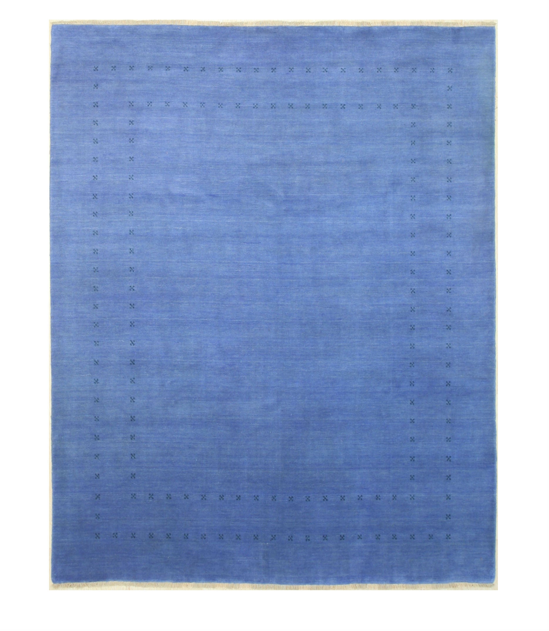 EORC Handmade Wool Blue Traditional Solid Lori Baft Rug