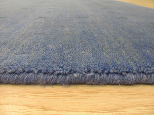 EORC Handmade Wool Blue Traditional Solid Lori Baft Rug