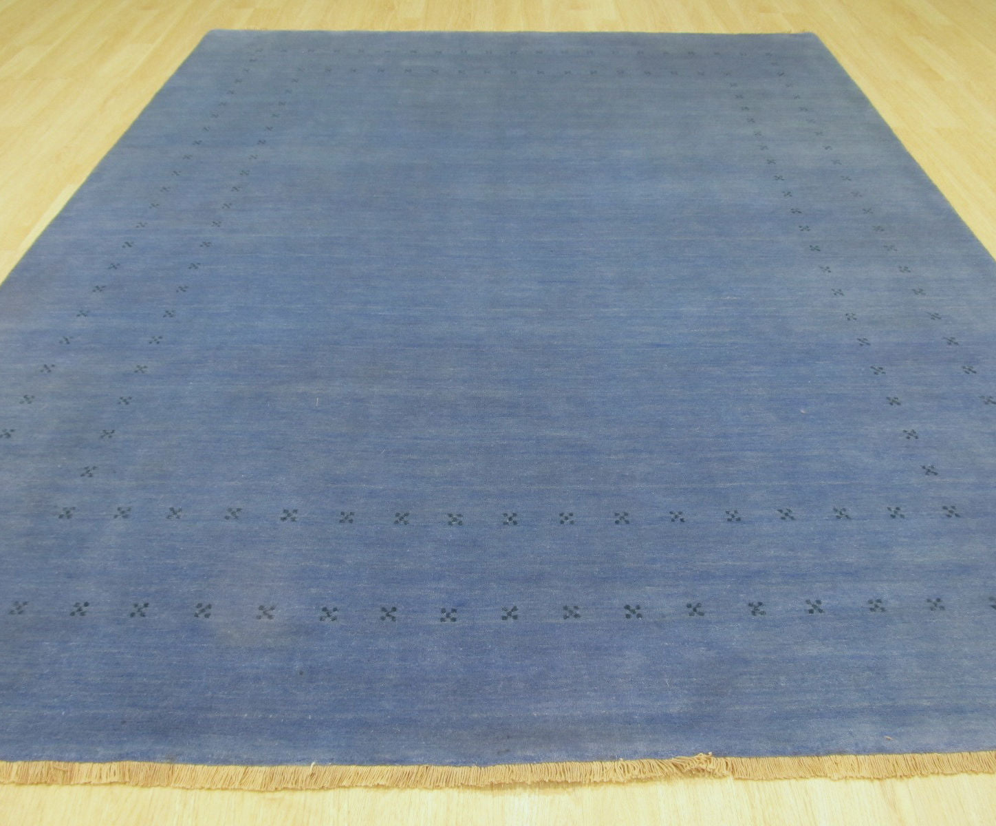EORC Handmade Wool Blue Traditional Solid Lori Baft Rug