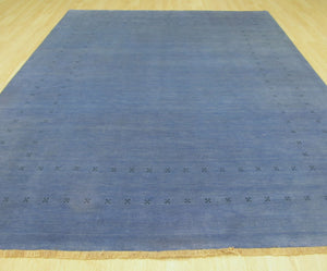 EORC Handmade Wool Blue Traditional Solid Lori Baft Rug