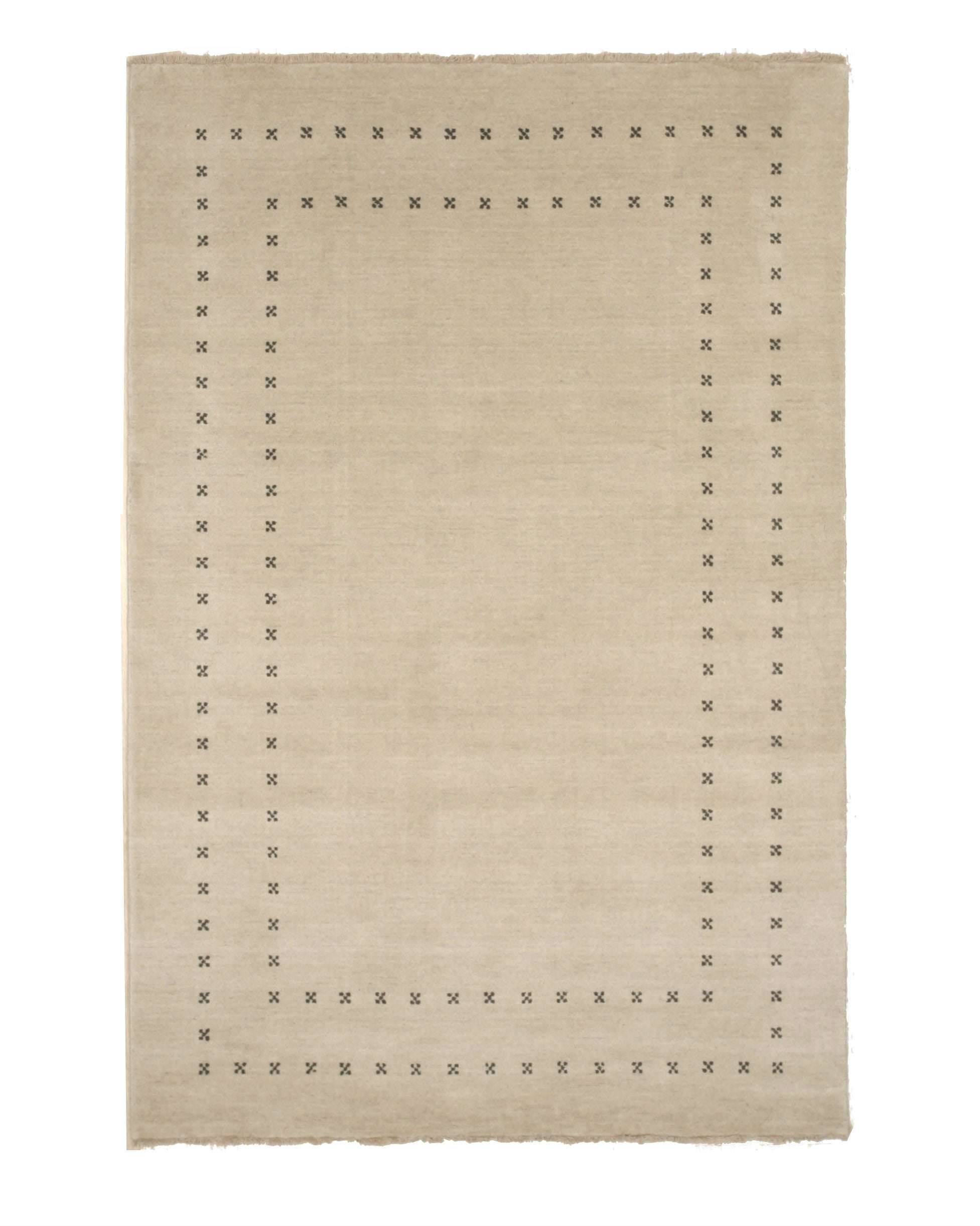 EORC Beige Handmade Wool Lori Baft Rug