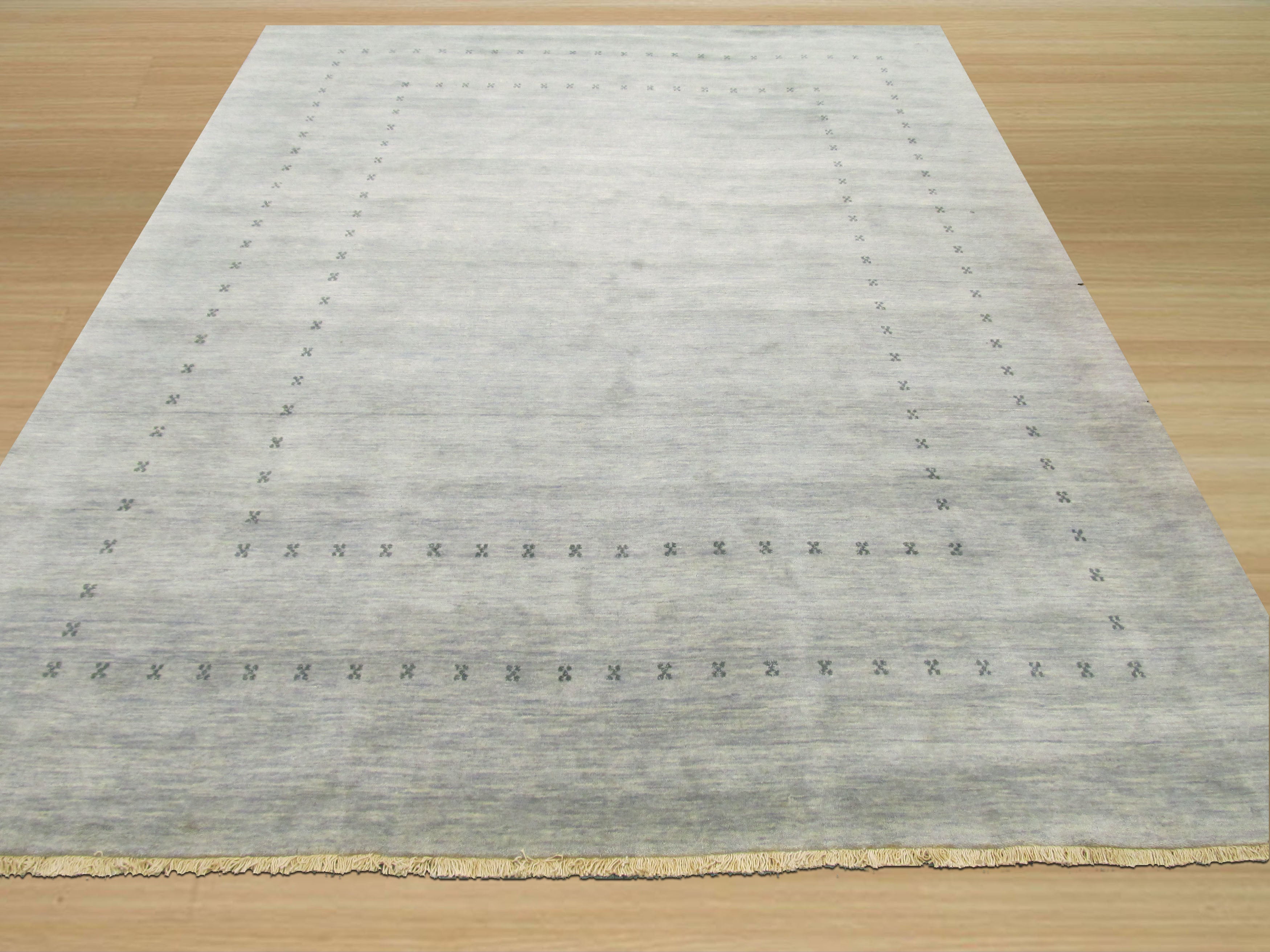 EORC Handmade Wool Gray Traditional Solid Lori Baft Rug