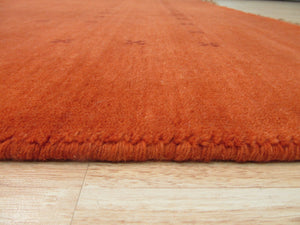 EORC Handmade Wool Orange Traditional Solid Lori Baft Rug