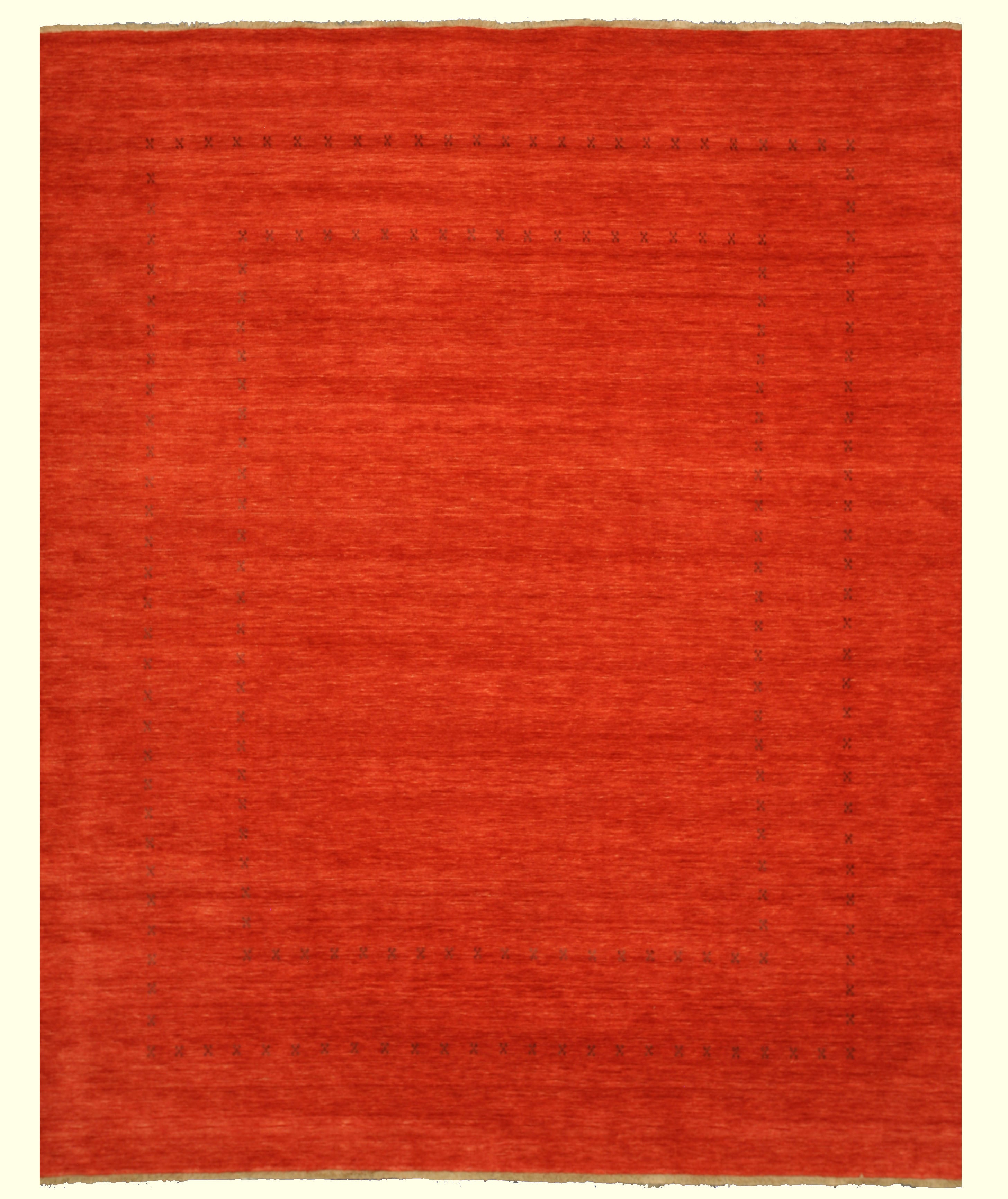 EORC Handmade Wool Red Traditional Solid Lori Baft Rug