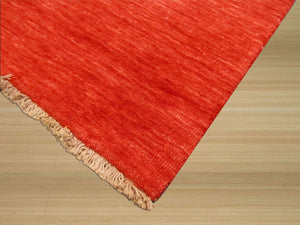 EORC Handmade Wool Red Traditional Solid Lori Baft Rug