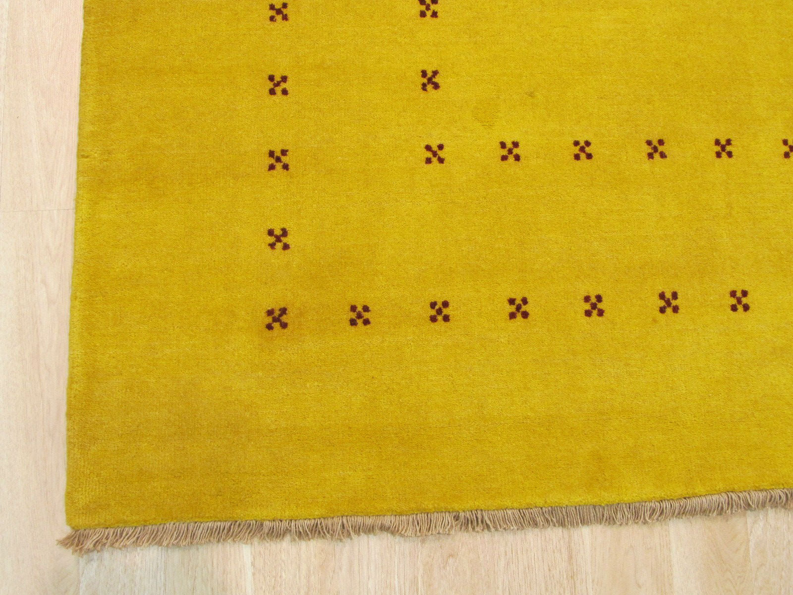 EORC Handmade Wool Yellow Traditional Solid Lori Baft Rug