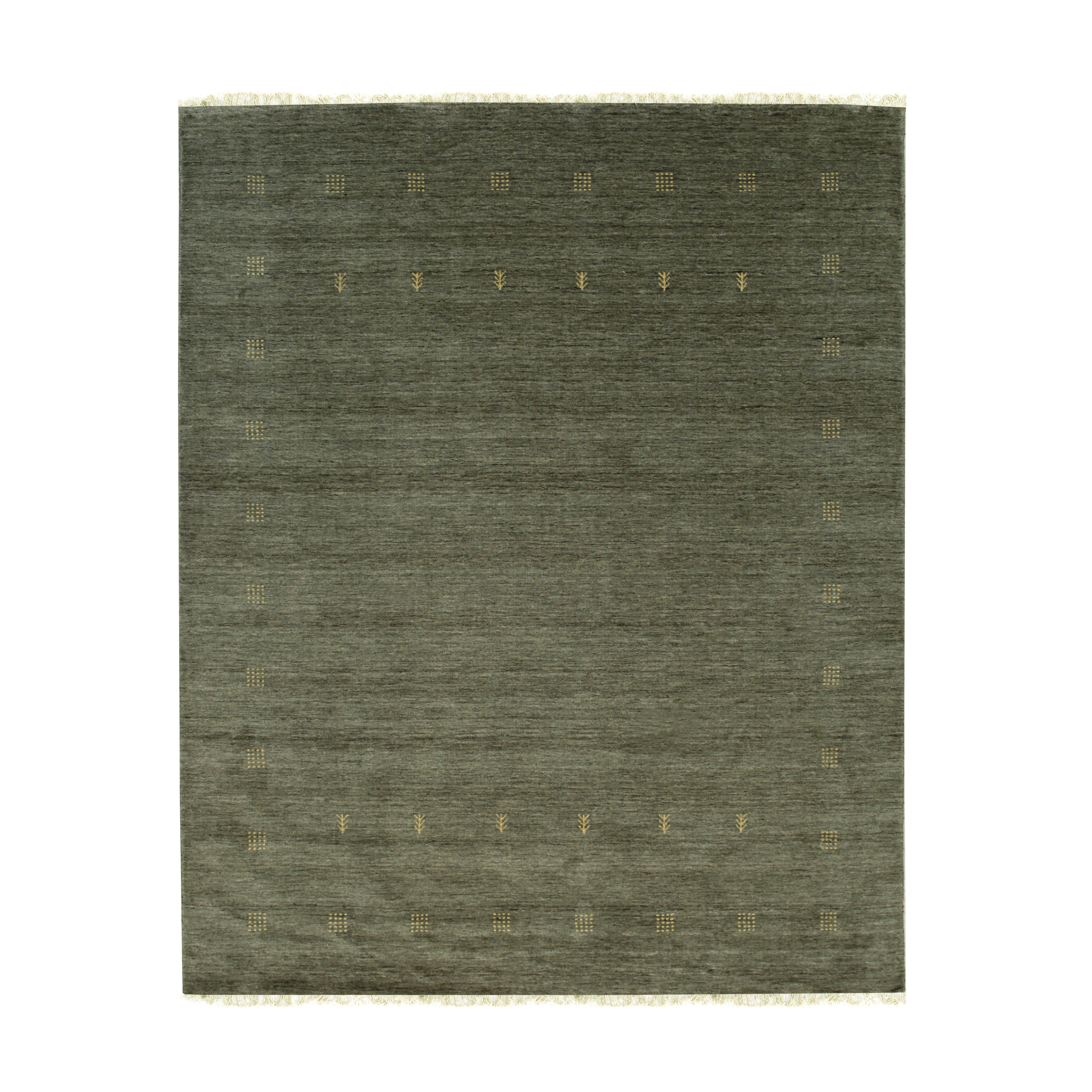 EORC Green Hand Knotted Wool Rug