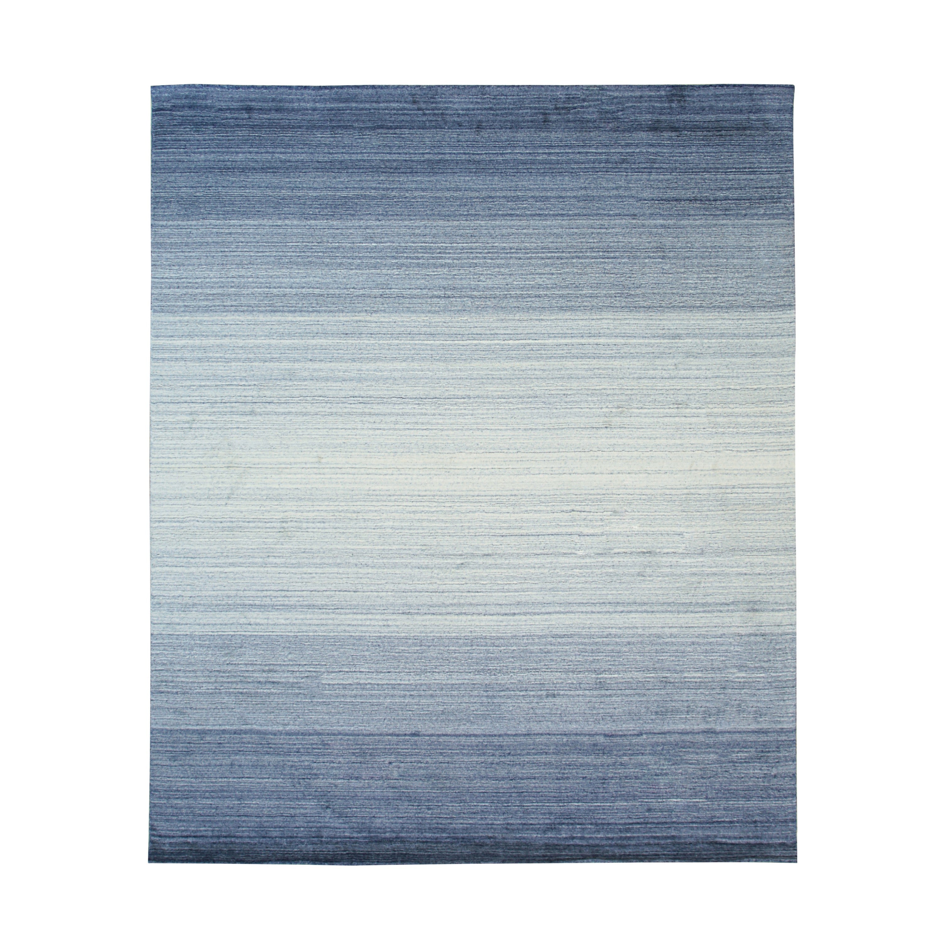 EORC Blue Handloomed Wool Rainbow Loom Rug