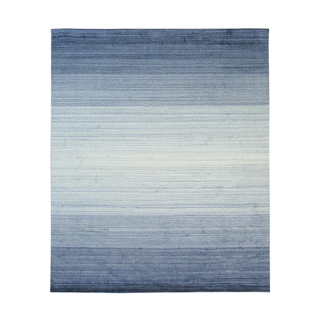 EORC Blue Handloomed Wool Rainbow Loom Rug