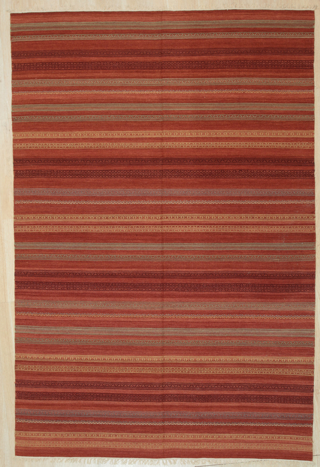 EORC Red Handwoven Wool Mahi Kilim Rug