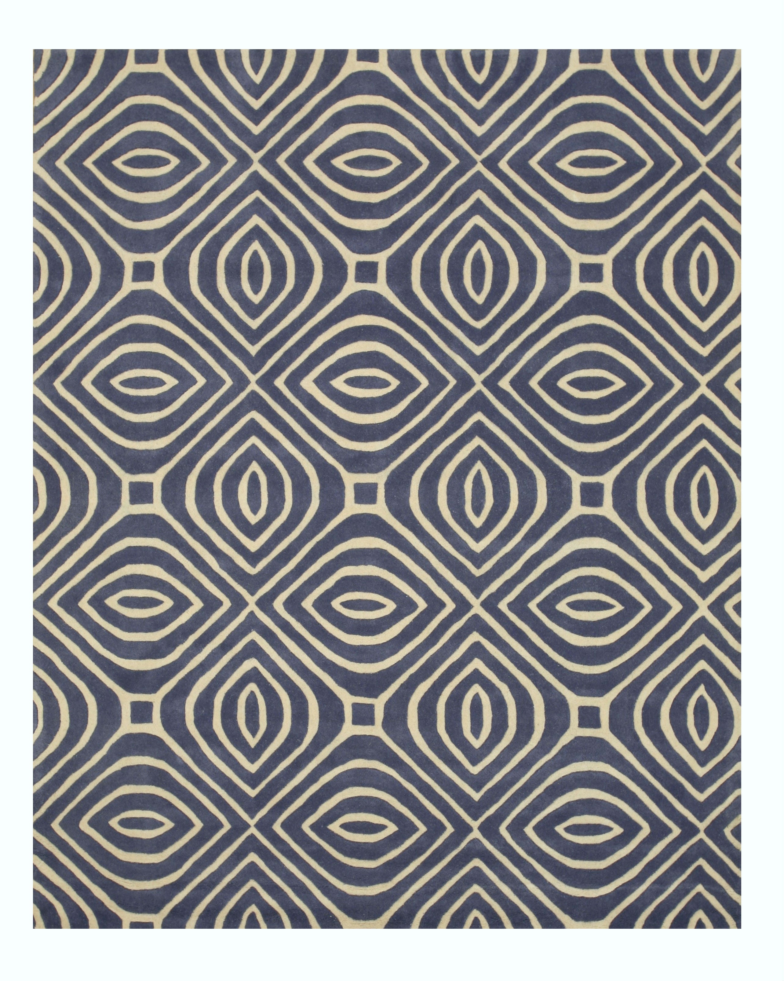 EORC Hand-tufted Wool Blue Contemporary Geometric Marla Rug