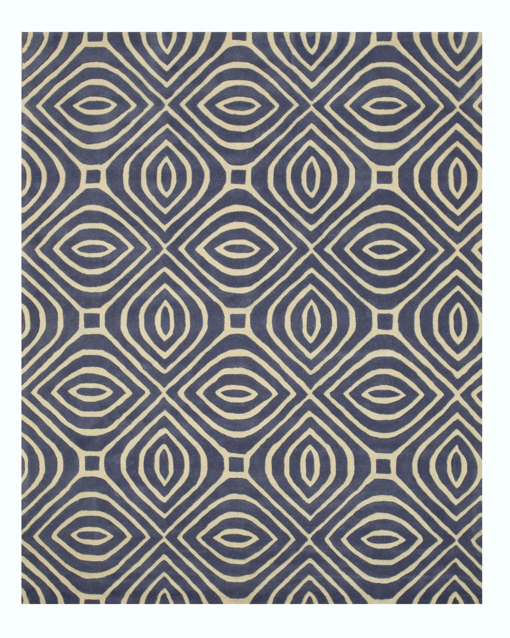 EORC Hand-tufted Wool Blue Contemporary Geometric Marla Rug