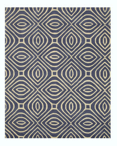 EORC Hand-tufted Wool Blue Contemporary Geometric Marla Rug