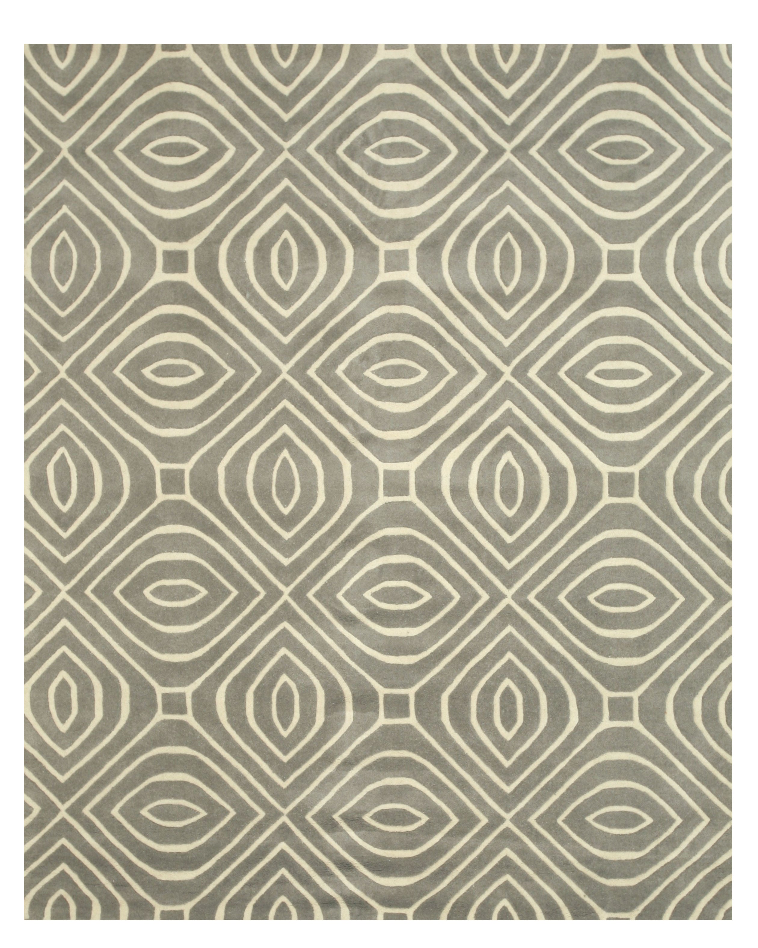 EORC Hand-tufted Wool Gray Contemporary Geometric Marla Rug