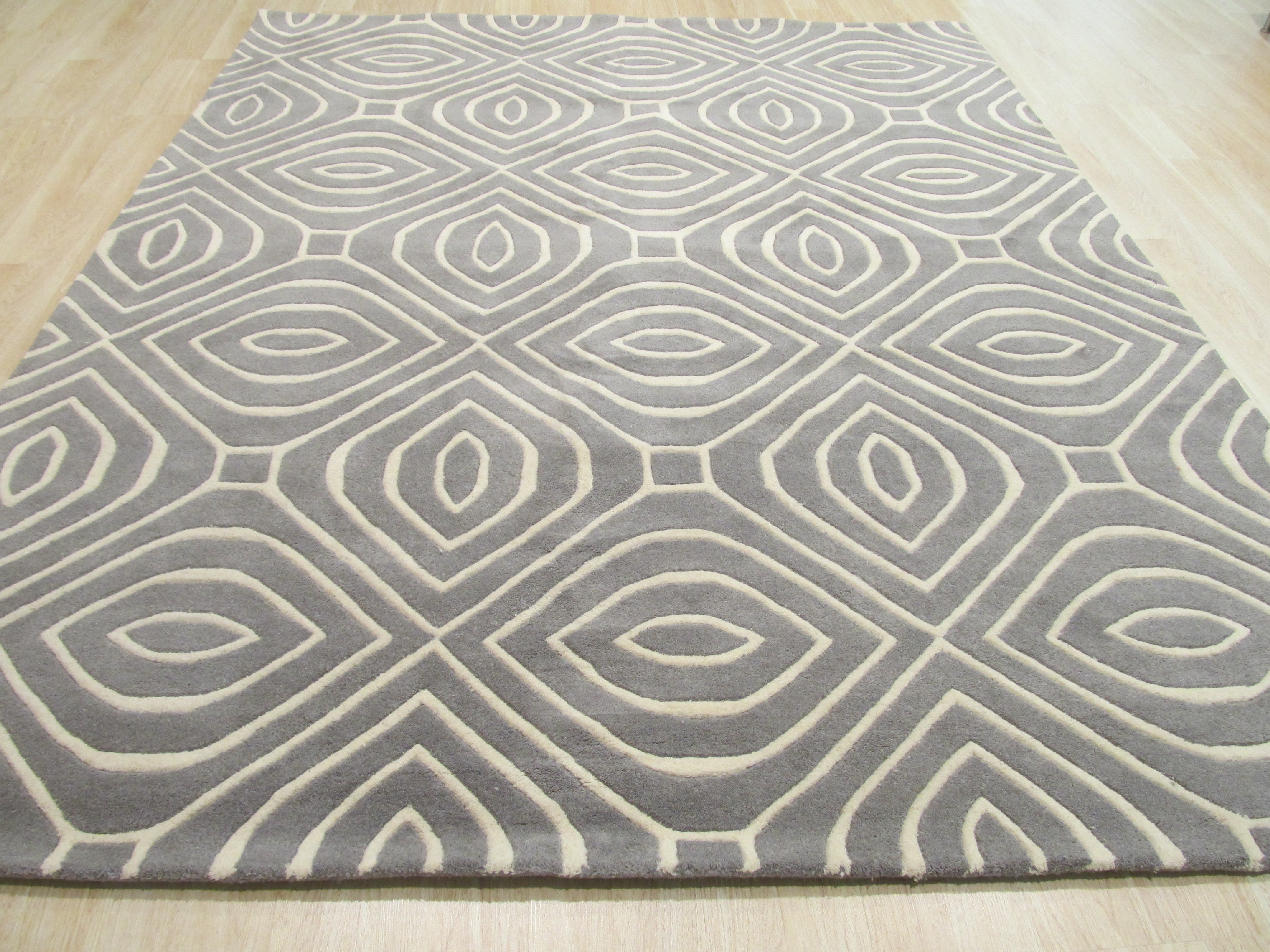 EORC Hand-tufted Wool Gray Contemporary Geometric Marla Rug