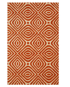EORC Hand-tufted Wool Orange Transitional Geometric Marla Rug