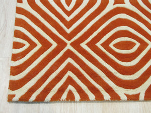 EORC Hand-tufted Wool Orange Transitional Geometric Marla Rug