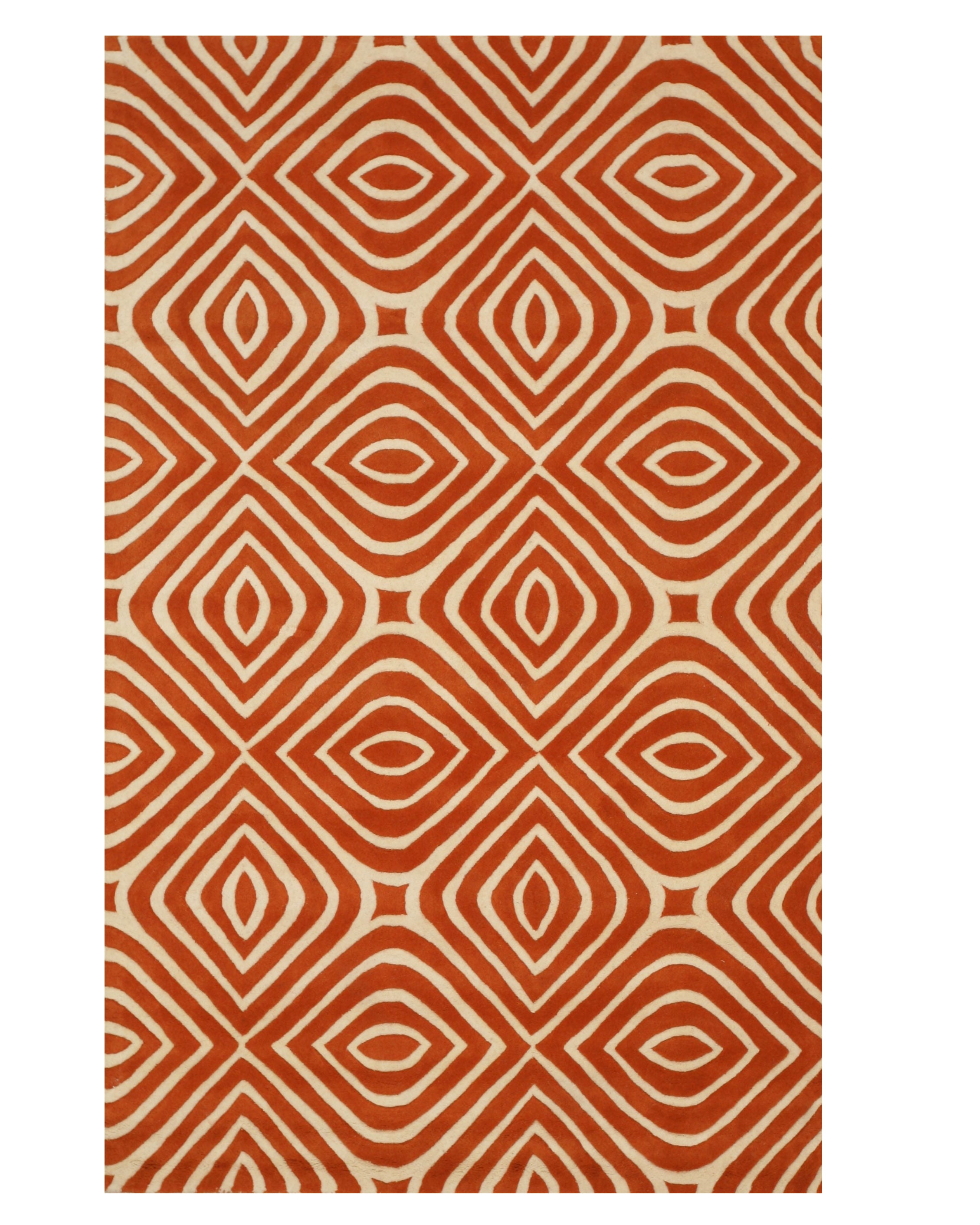 EORC Orange Hand-Tufted Wool Marla Rug  Round