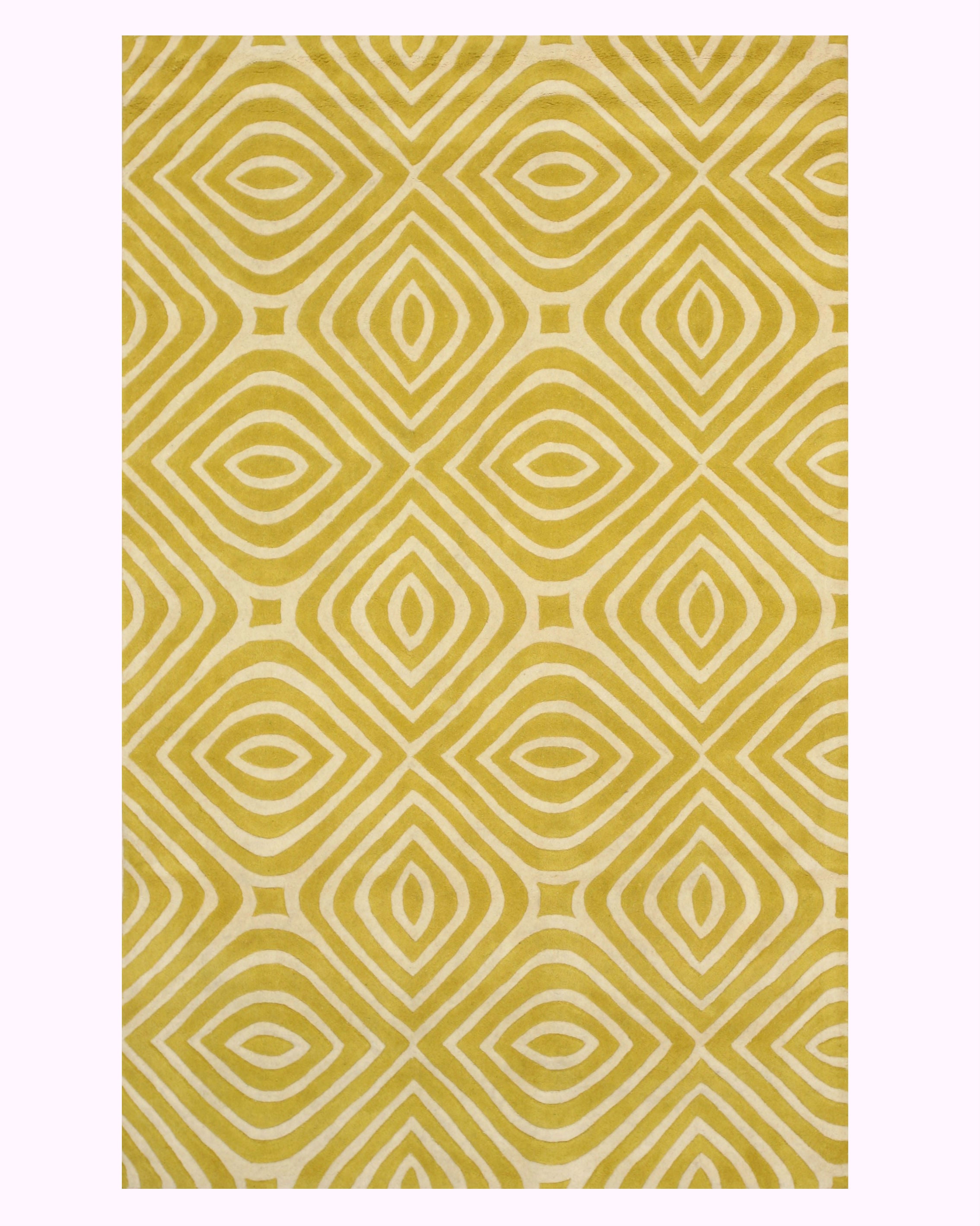EORC Hand-tufted Wool Yellow Transitional Geometric Marla Rug
