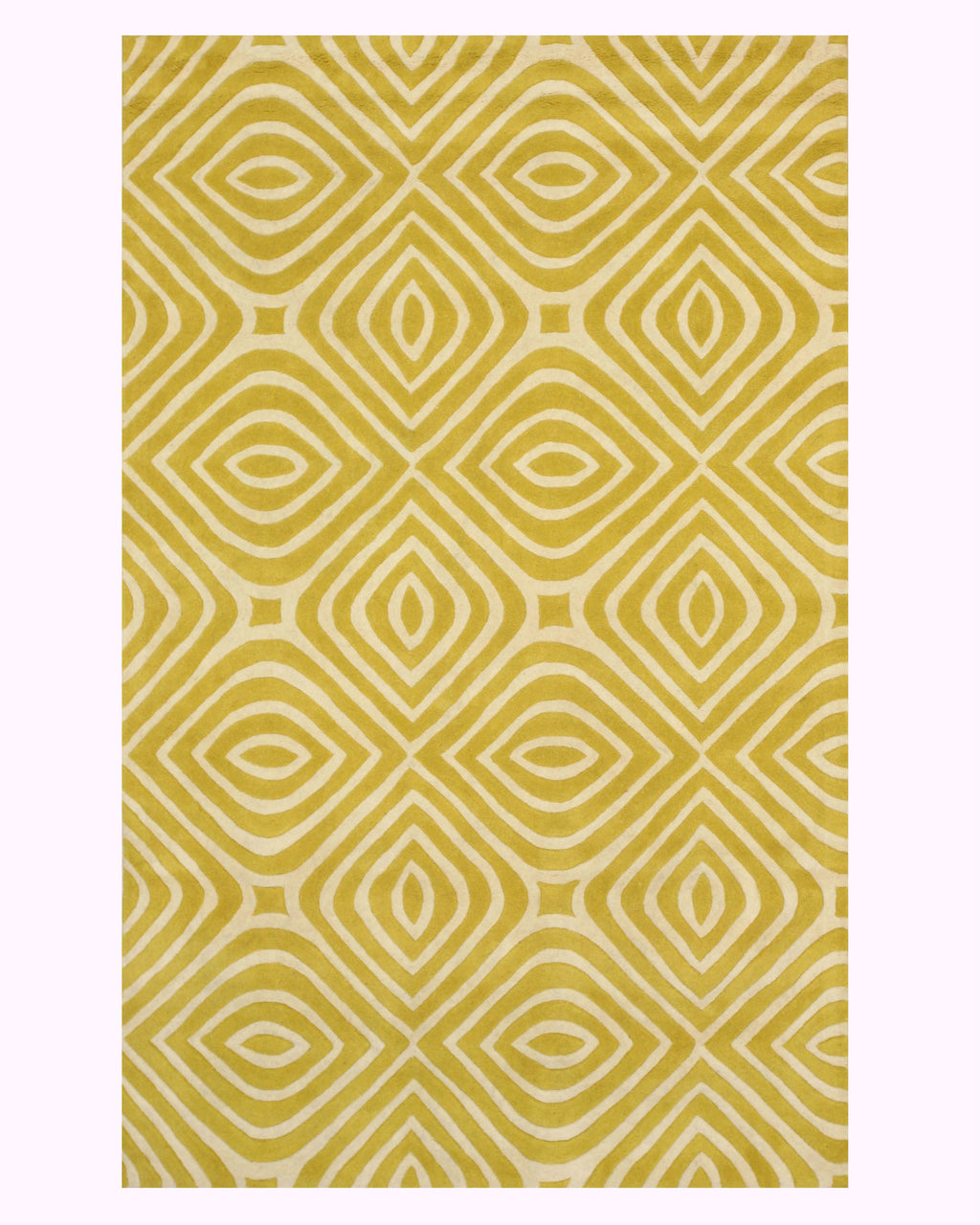 EORC Hand-tufted Wool Yellow Transitional Geometric Marla Rug