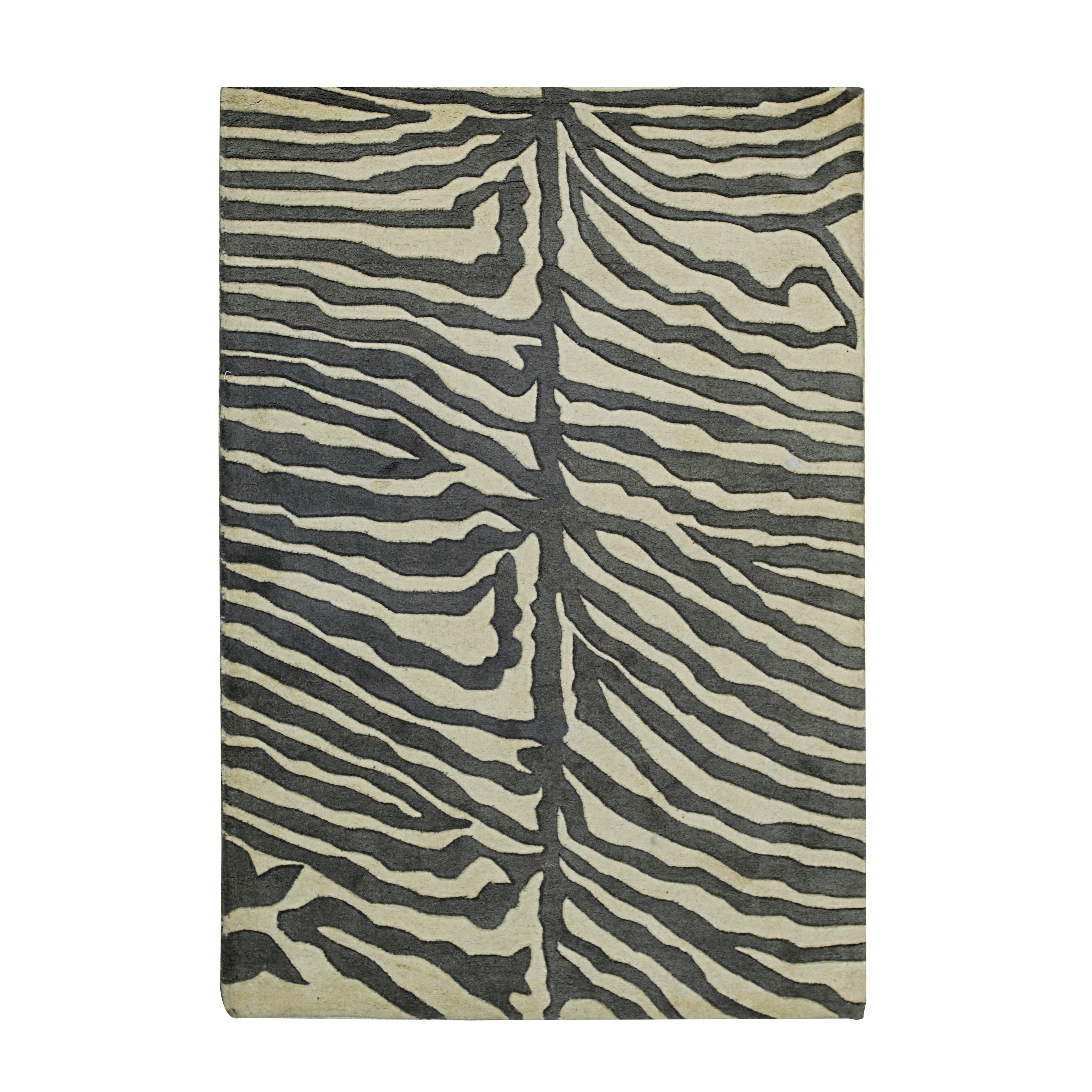 EORC Gray Hand-Tufted Wool Tufted Rug