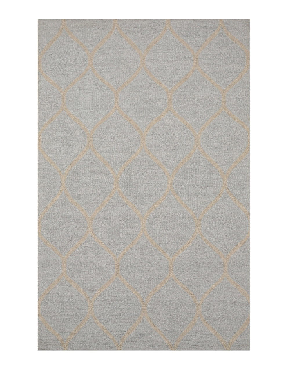 EORC Hand-tufted Wool Light Blue Traditional Trellis Moroccan Rug