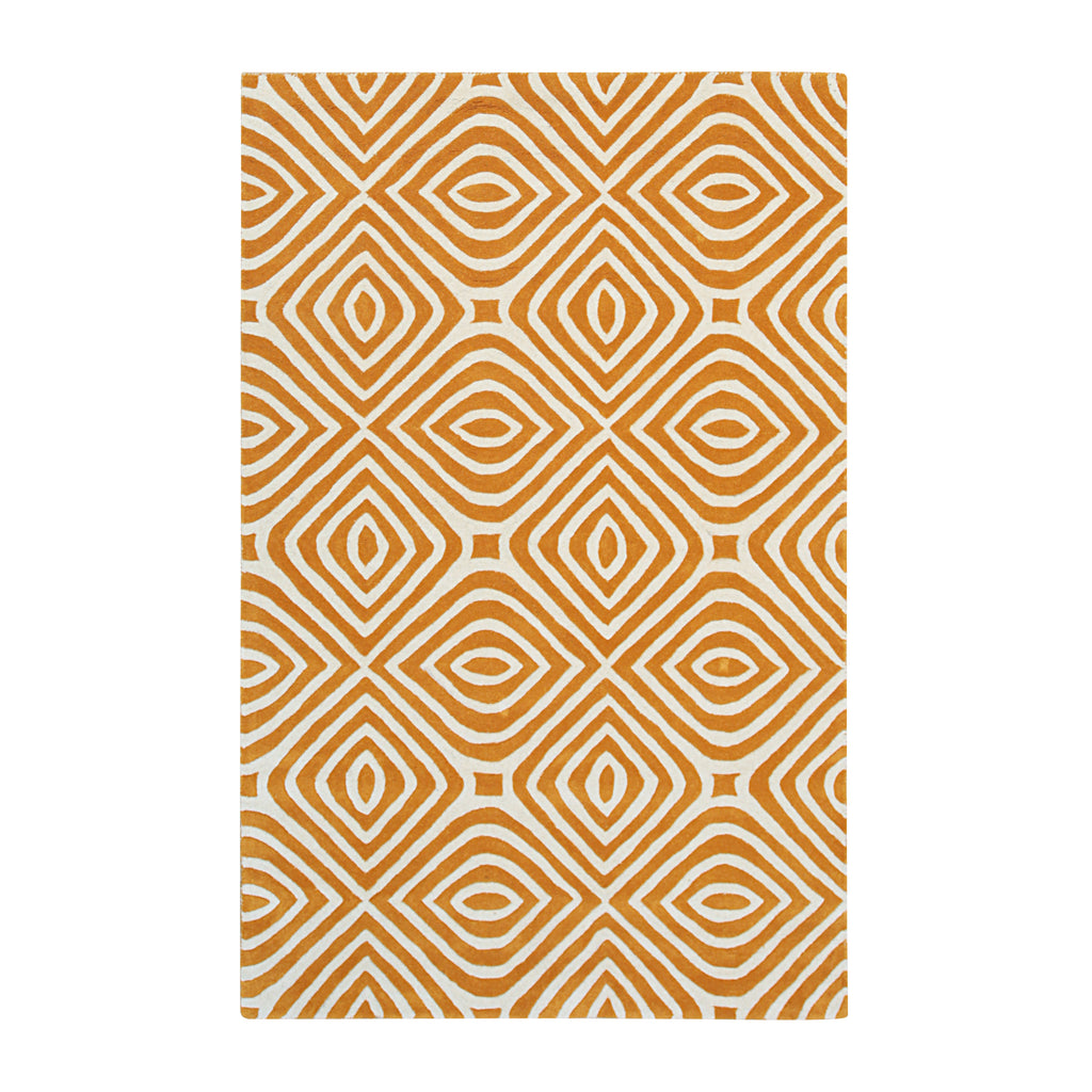 EORC Rust Hand-Tufted Wool Stripes Rug