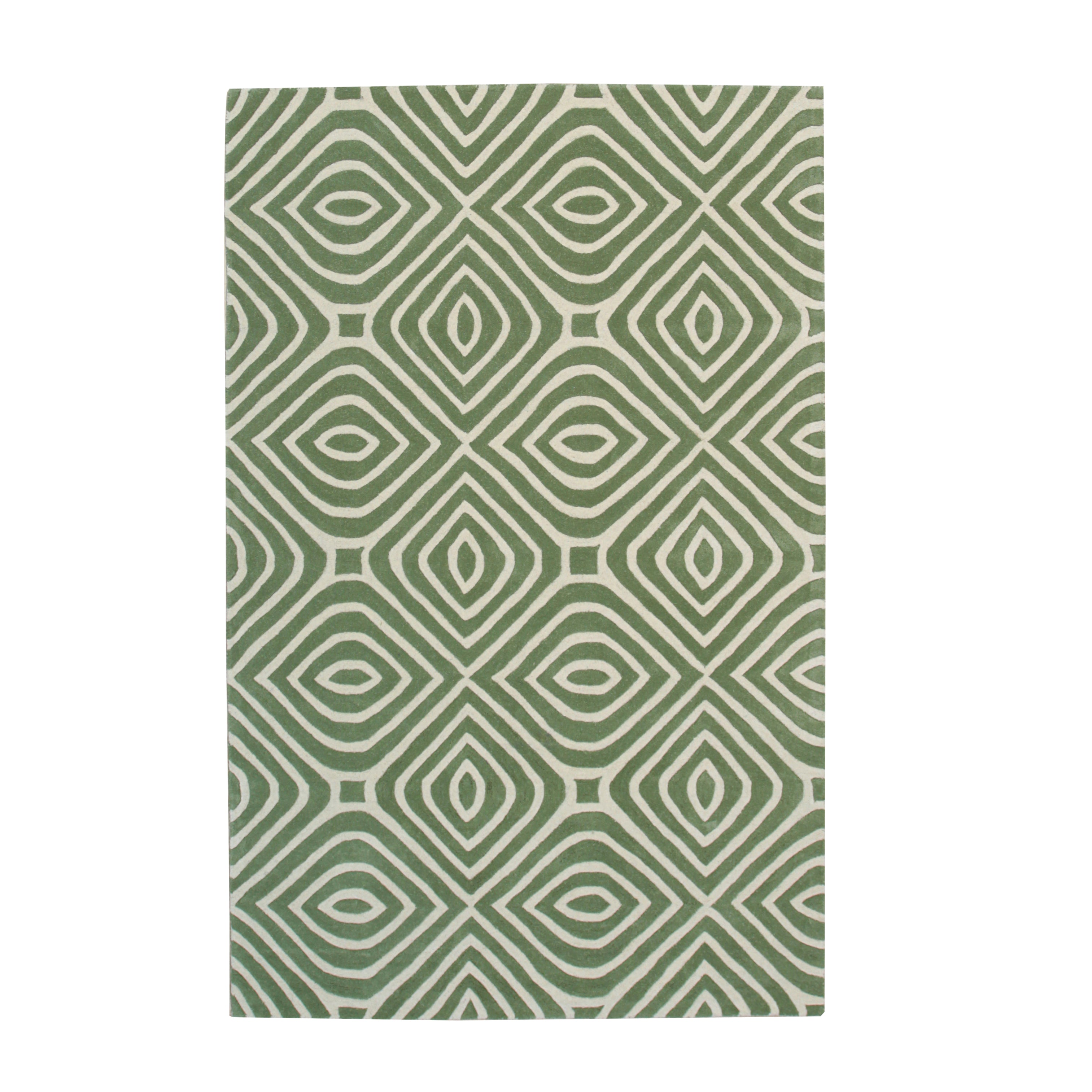 EORC Light Green Hand-Tufted Wool Stripes Rug