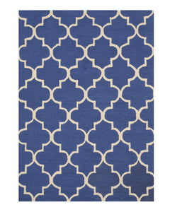 EORC Hand-tufted Wool Blue Traditional Trellis Moroccan Rug