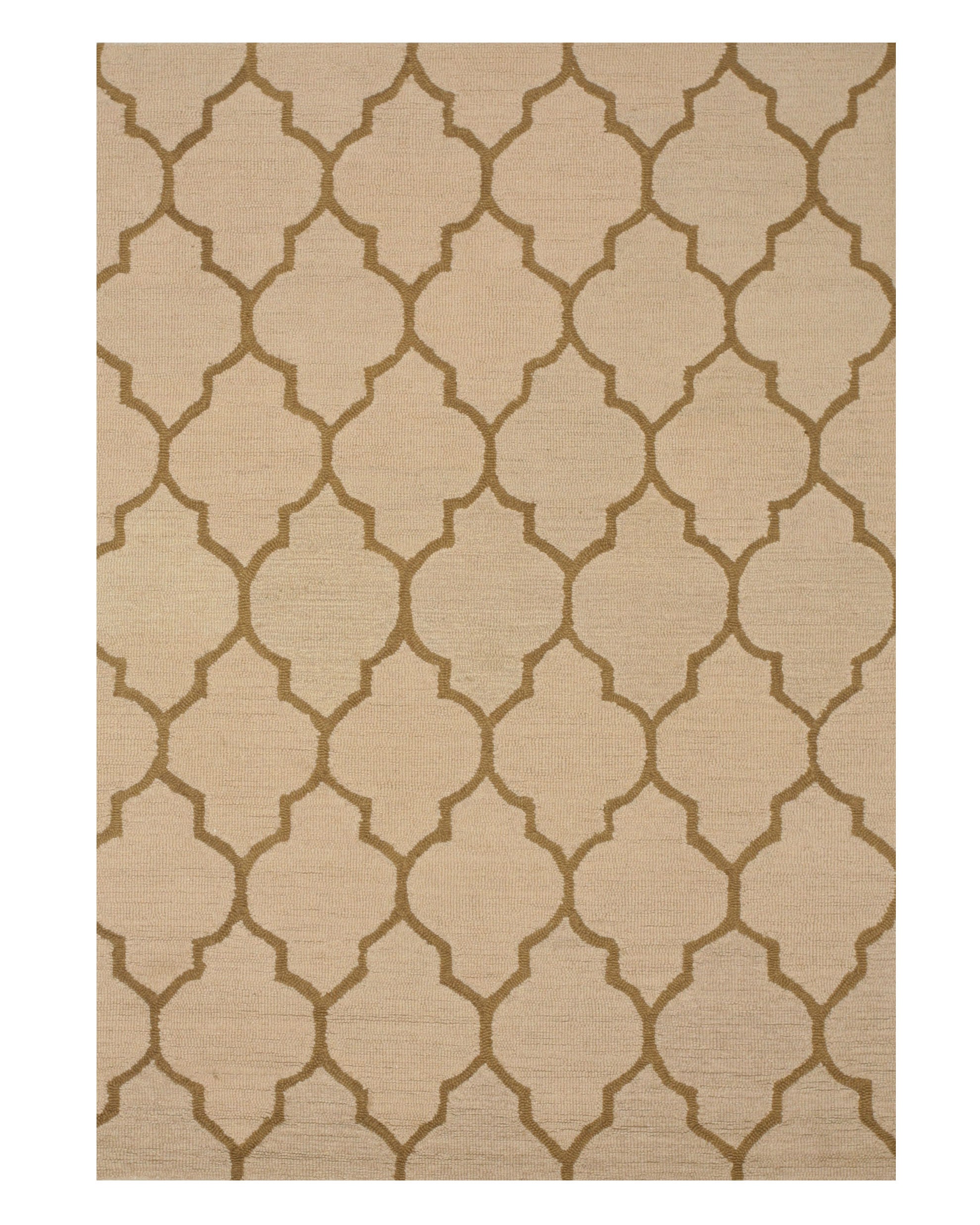 EORC Hand-tufted Wool Light Beige Traditional Trellis Moroccan Rug