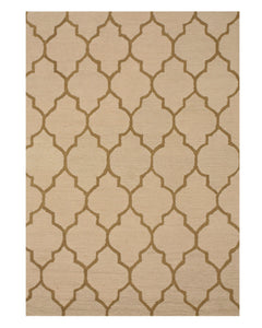 EORC Hand-tufted Wool Light Beige Traditional Trellis Moroccan Rug