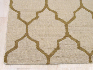 EORC Hand-tufted Wool Light Beige Traditional Trellis Moroccan Rug
