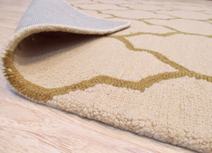 EORC Hand-tufted Wool Light Beige Traditional Trellis Moroccan Rug