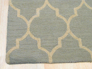 EORC Hand-tufted Wool Light Green Traditional Trellis Moroccan Rug