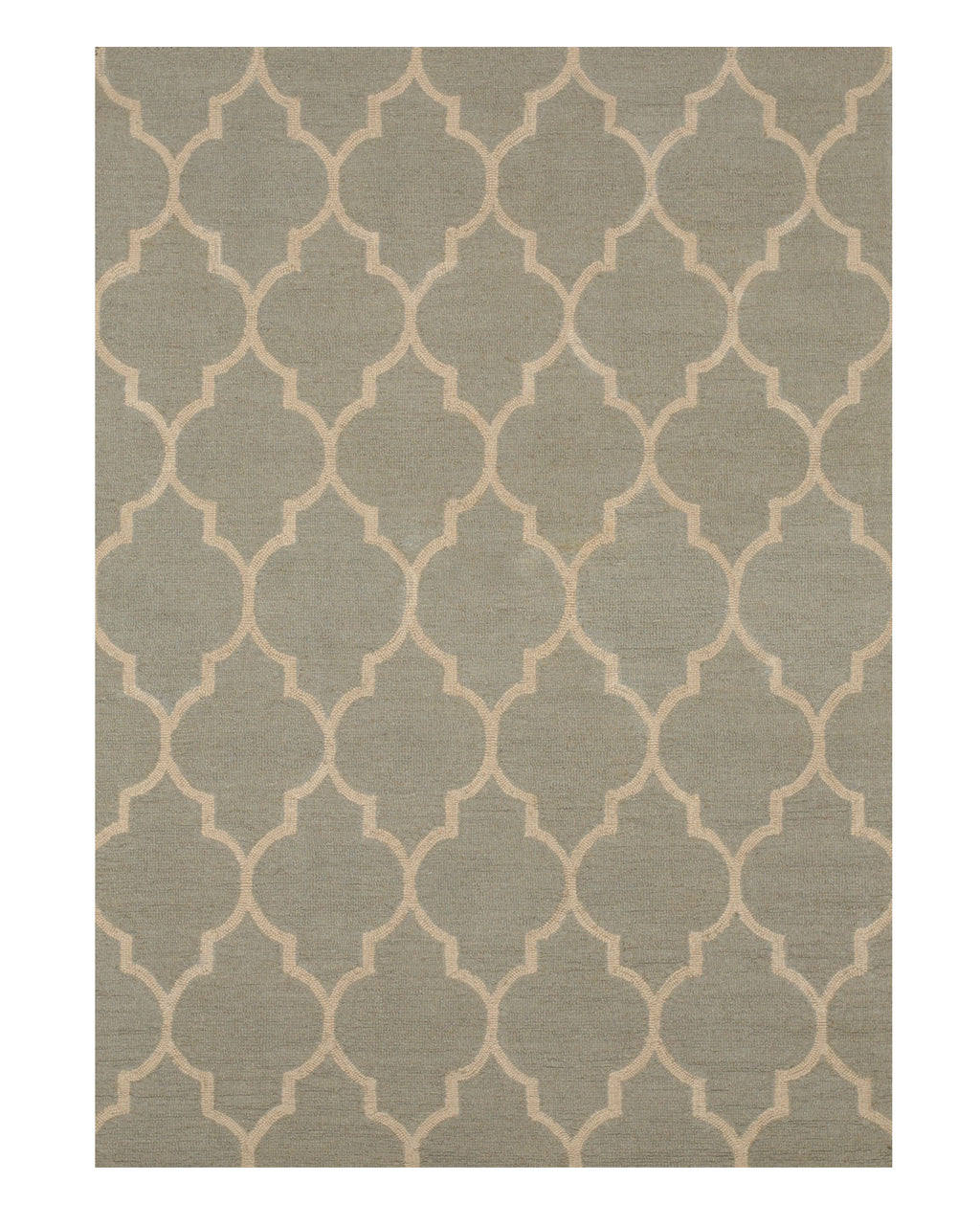 EORC Hand-tufted Wool Light Green Traditional Trellis Moroccan Rug