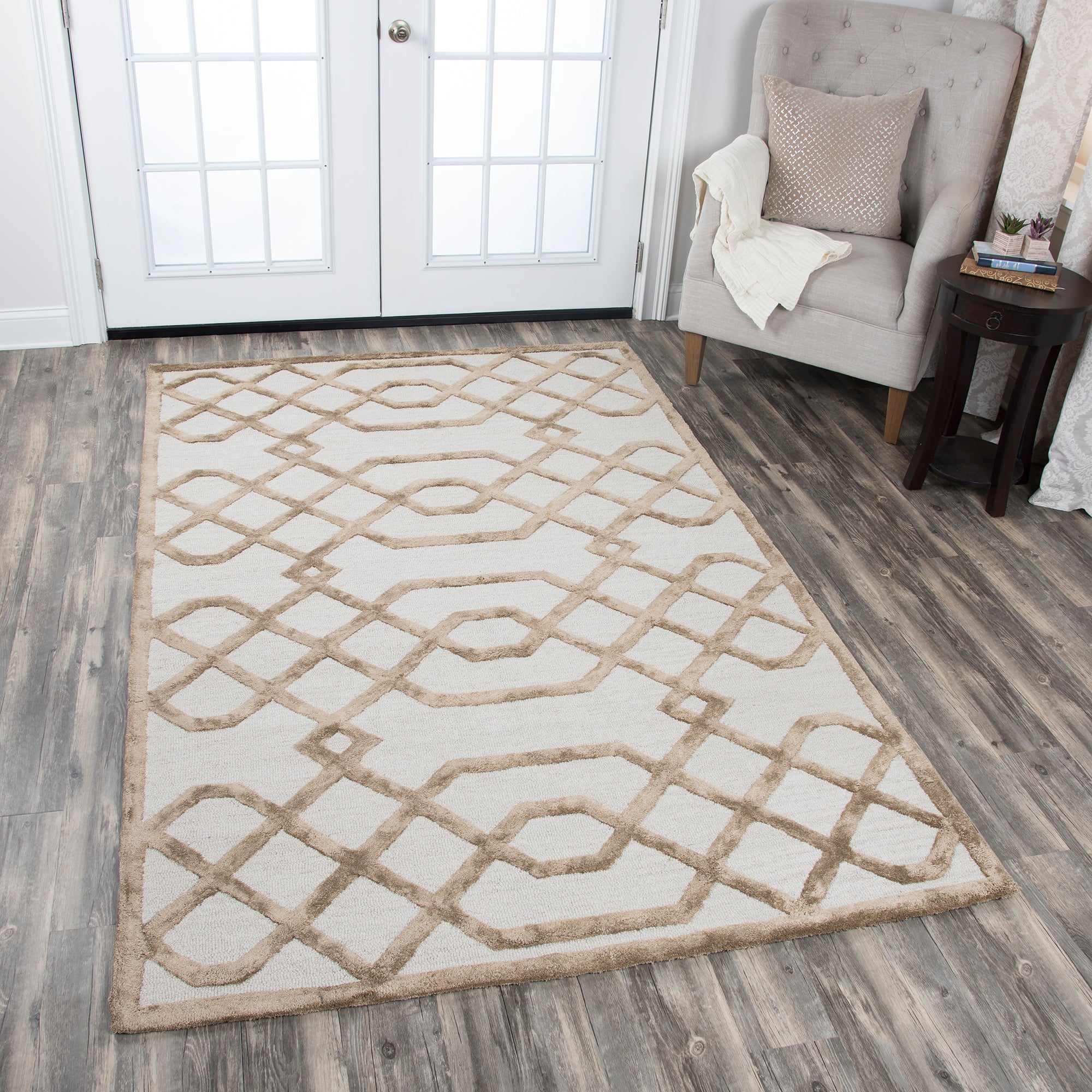 Rizzy Home Monroe ME317A Cream Trellis Area Rug