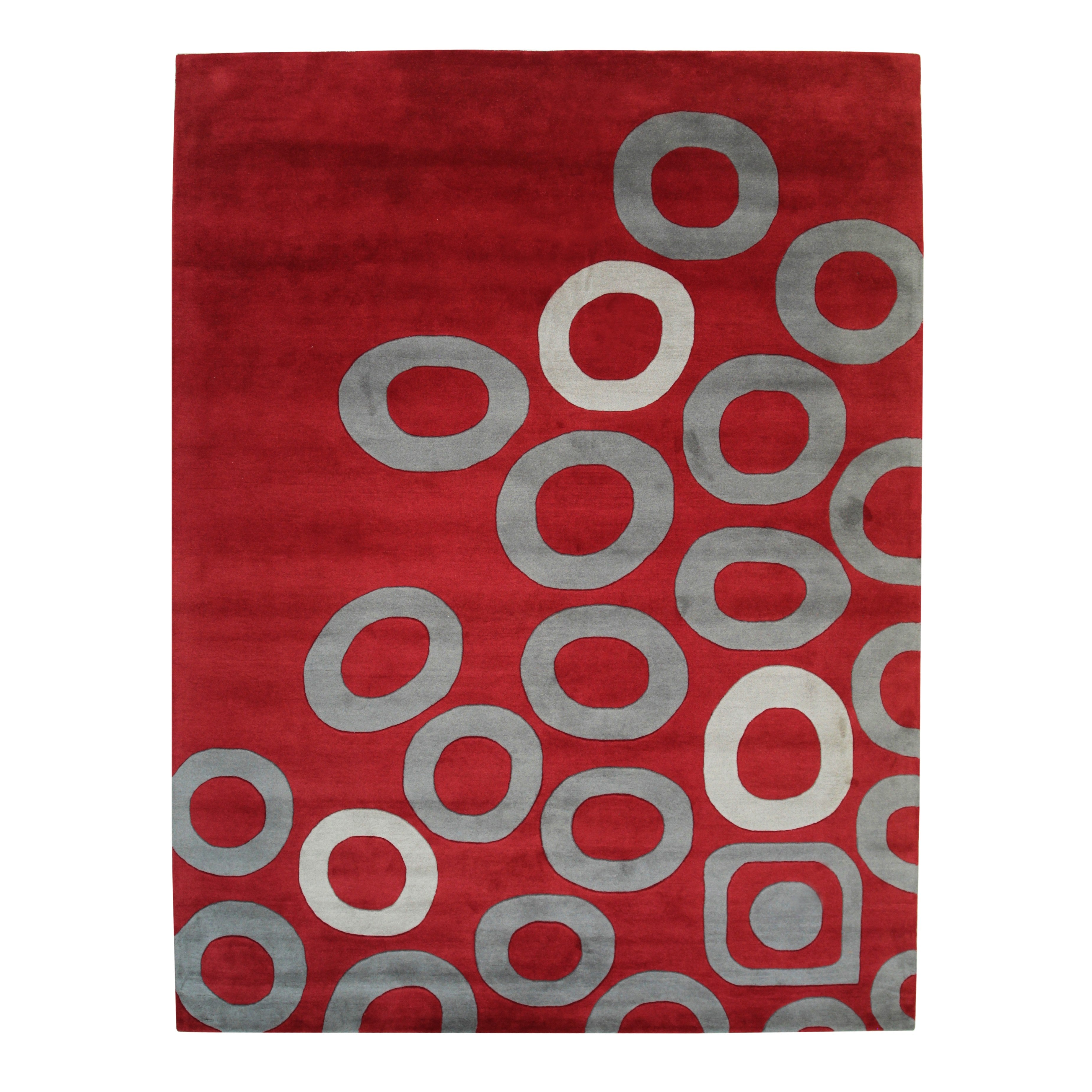 EORC Red Hand-Tufted Wool Tufted Rug