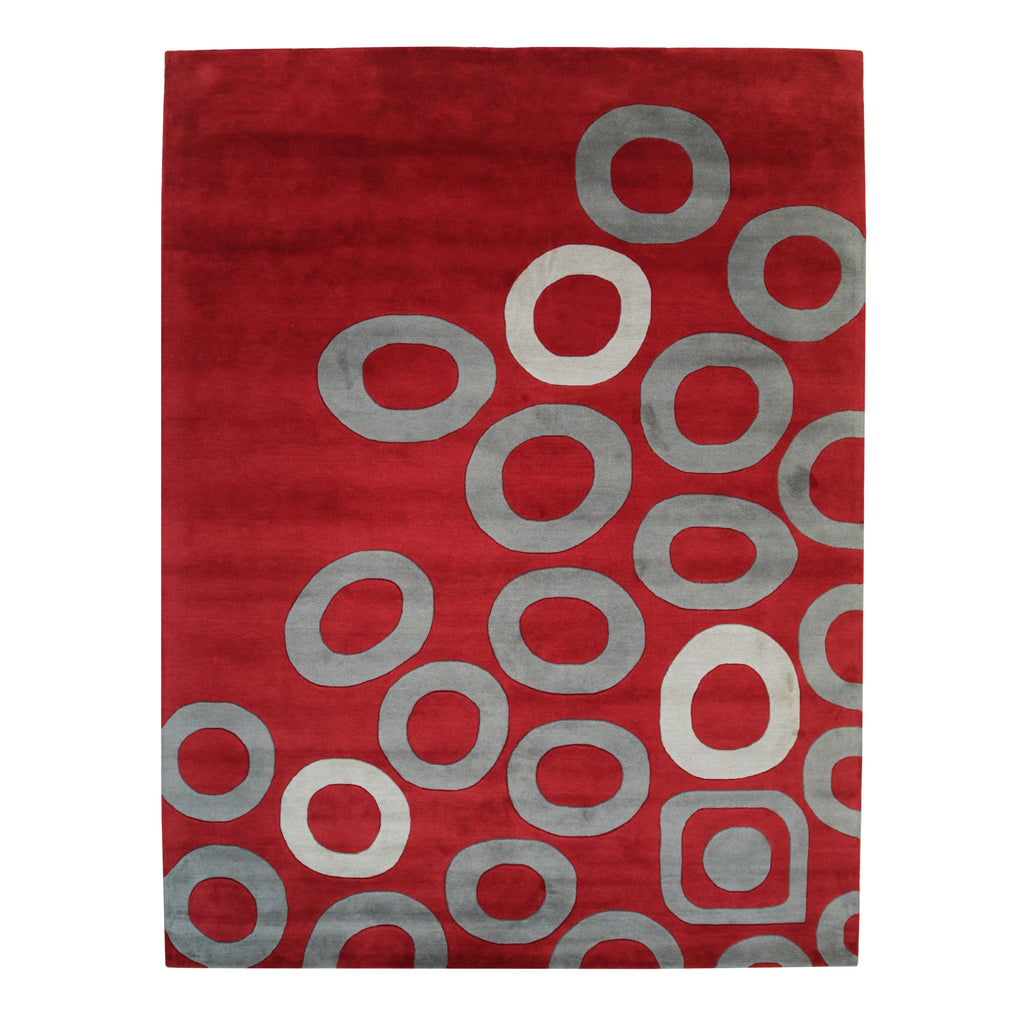 EORC Red Hand-Tufted Wool Tufted Rug