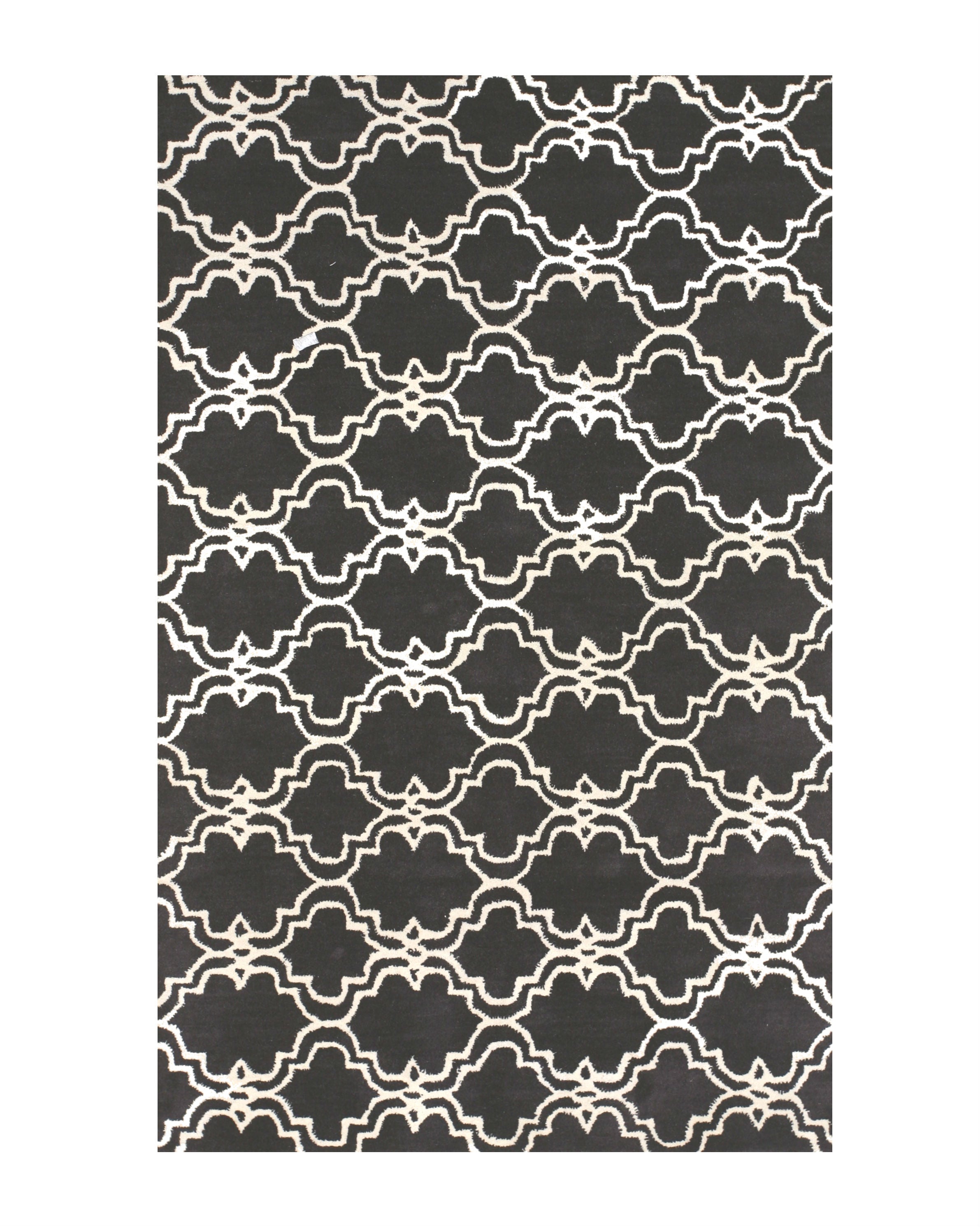 EORC Hand-tufted Wool Black Traditional Trellis Moroccan Rug