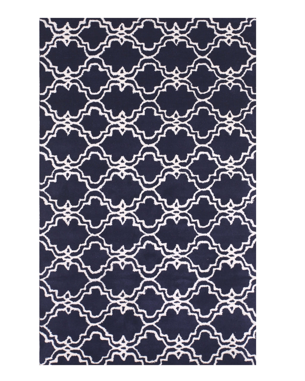 EORC Hand-tufted Wool Blue Traditional Trellis Moroccan Rug