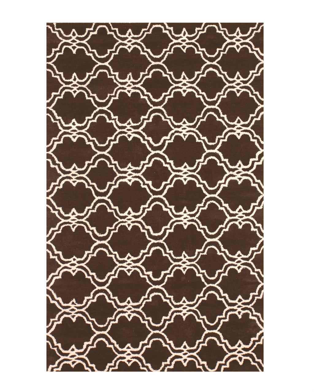 EORC Hand-tufted Wool Brown Traditional Trellis Moroccan Rug