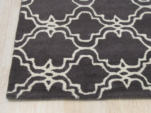 EORC Hand-tufted Wool Gray Traditional Trellis Moroccan Rug
