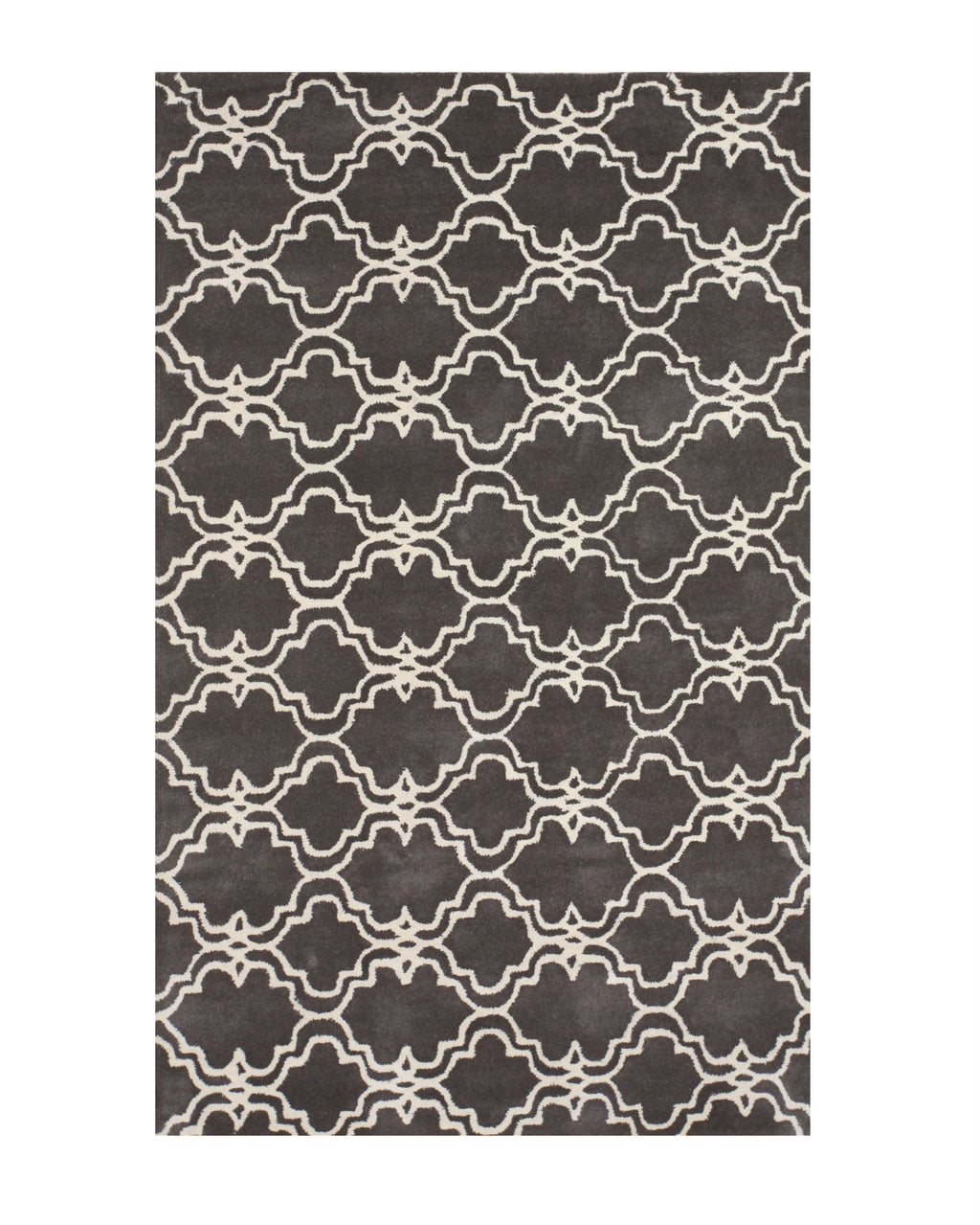 EORC Hand-tufted Wool Gray Traditional Trellis Moroccan Rug