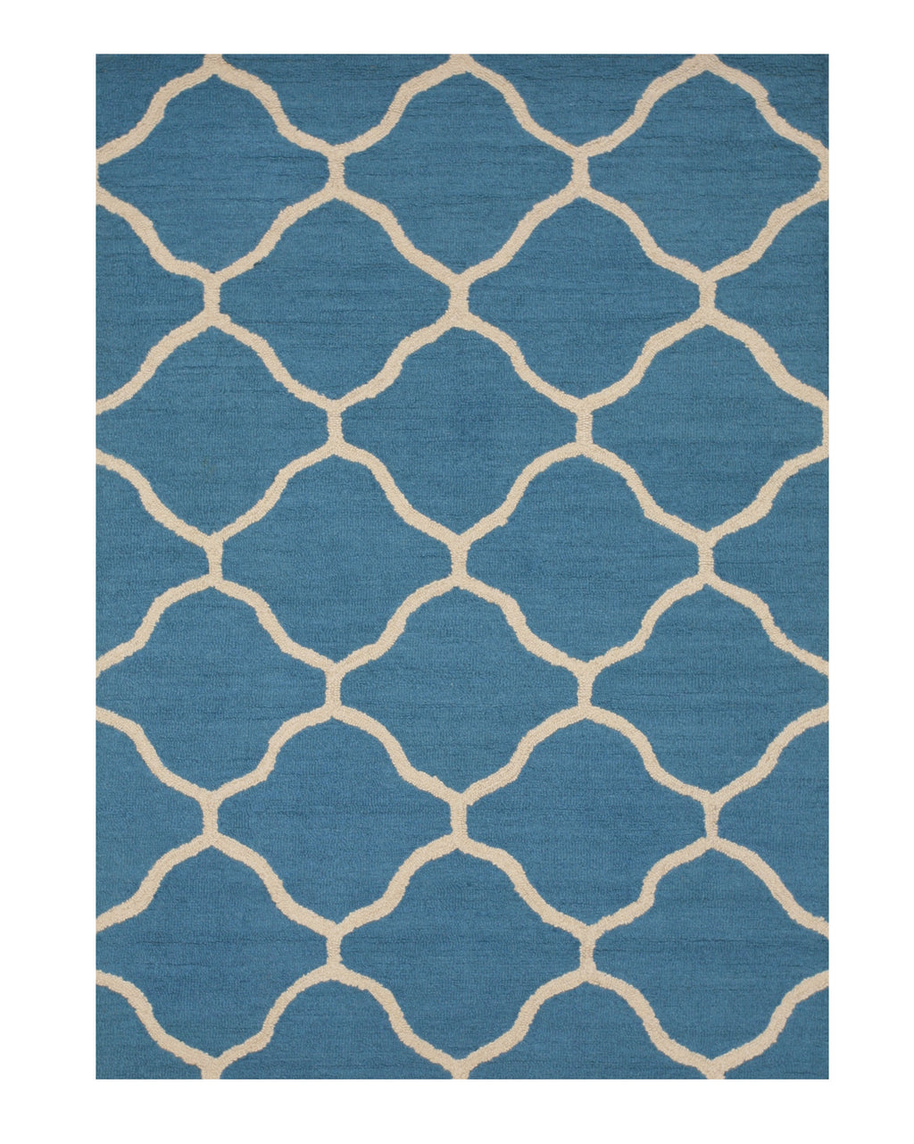 EORC Hand-tufted Wool Teal Traditional Trellis Moroccan Rug