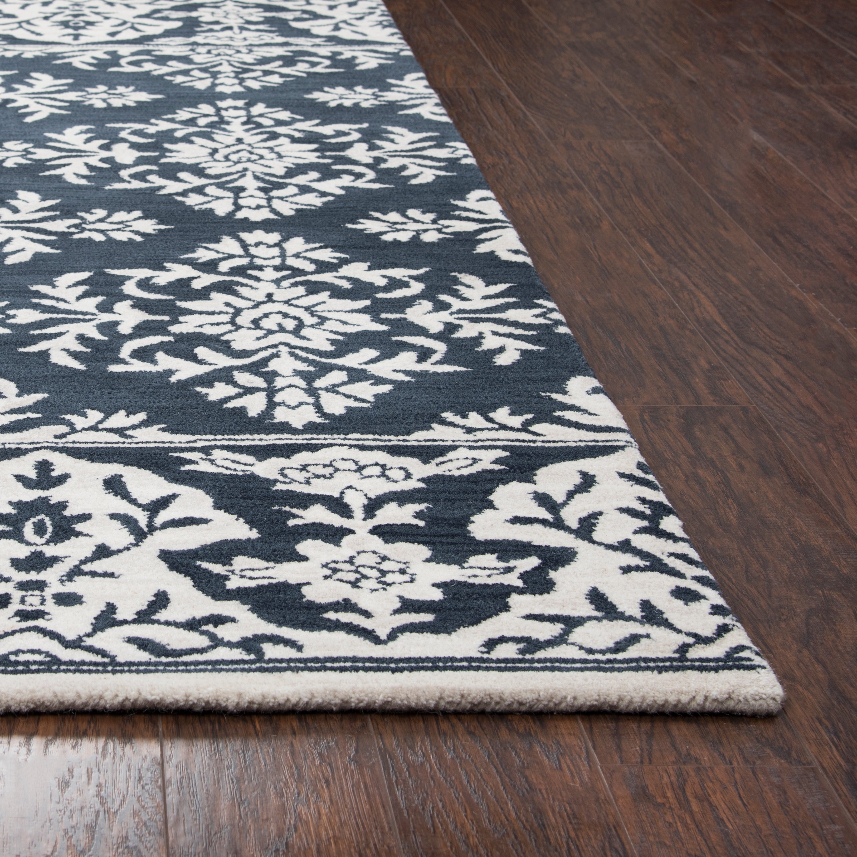 Rizzy Home Marianna Fields MF311A Navy Medallion With Boarder Damask Area Rug